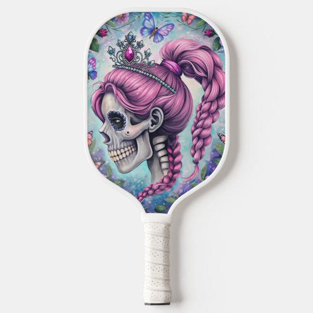 Pretty Princess Skull Pickleball Paddle (Front)