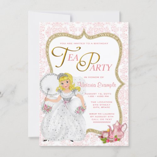 Pretty Princess Tea Party Invitation