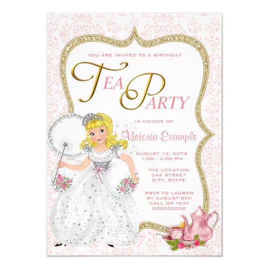 Pretty Princess Tea Party Invitation Zazzle