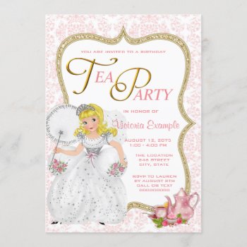 Pretty Princess Tea Party Invitation by InvitationCentral at Zazzle