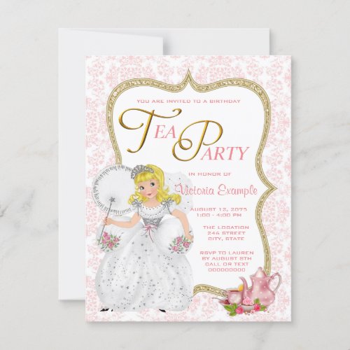 Pretty Princess Tea Party Invitation