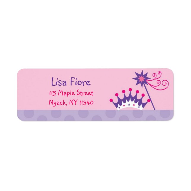 Pretty Princess Tiara Birthday Address Labels (Front)