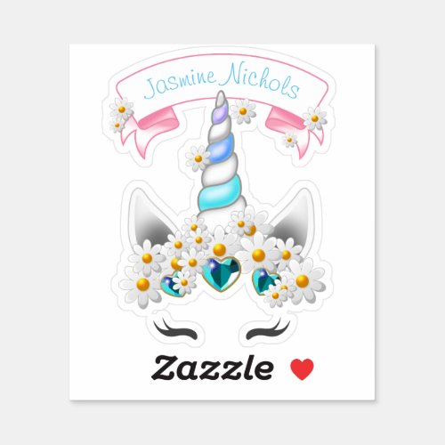 Pretty Princess Unicorn Crown with jade jewels Sticker