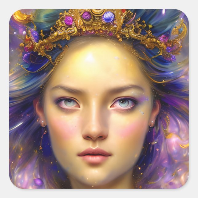 Pretty Princess Warrior Ethereal Goddess  Square Sticker (Front)