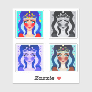 Pretty Princess with Crown 4 Image Edit AI Set Sticker