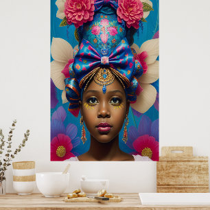 Pretty princess with huge bow hat poster