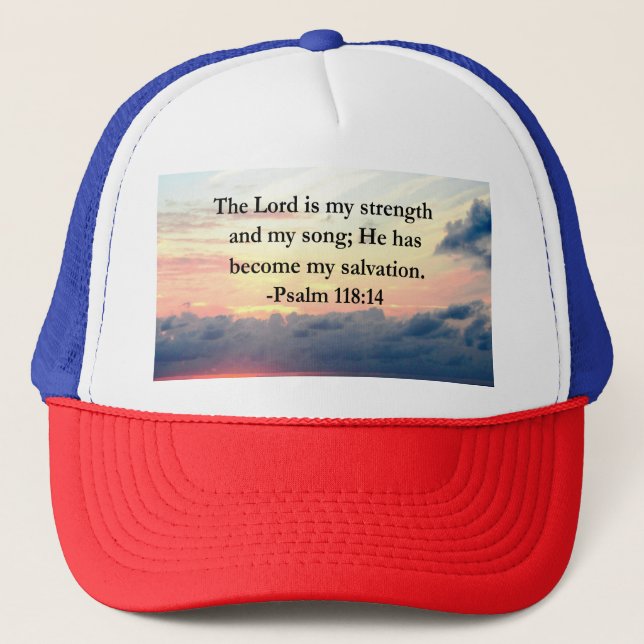 PRETTY PSALM 118 14 SUNRISE OVER THE OCEAN TRUCKER HAT (Front)