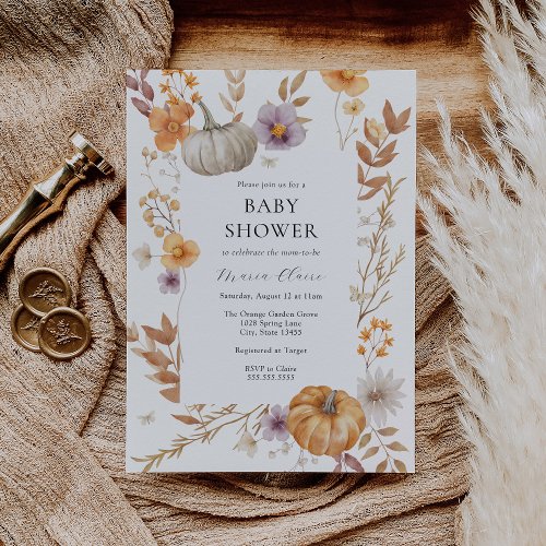 Pretty Pumpkin Baby Shower Invitation