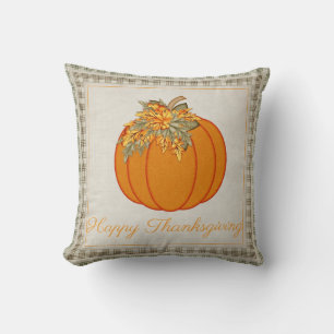 Pretty Pumpkin Happy Thanksgiving Throw Pillow D4