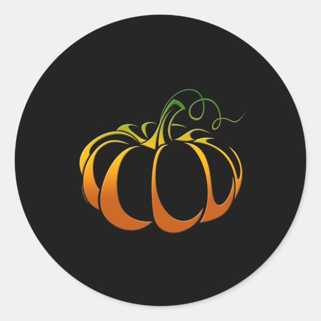 Pretty Pumpkin in Shades of Autumn Fall  Classic Round Sticker (Front)