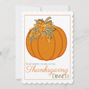 Pretty Pumpkin Thanksgiving dinner party invite 19