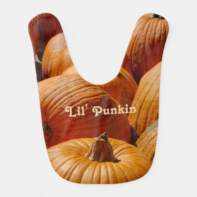 Pretty Pumpkins at the Pumpkin Patch on a Baby Bib (Front)