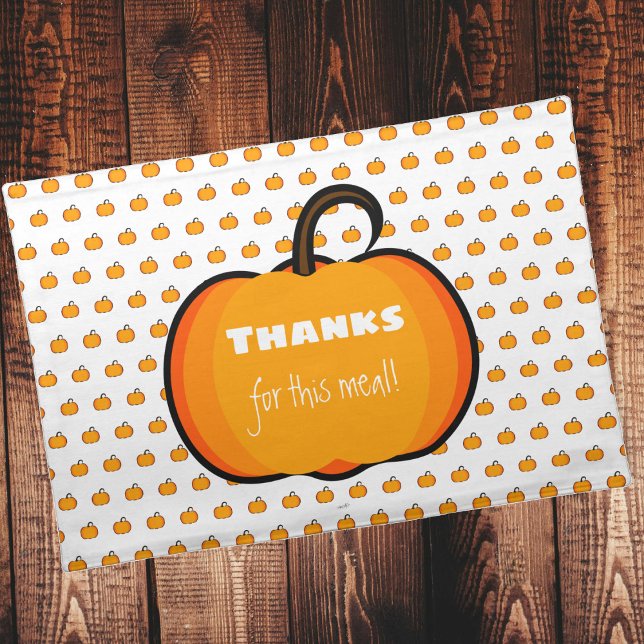 Pretty PumpkinS Thanks for this meal! Cloth Placemat (Fall lovely touches.)