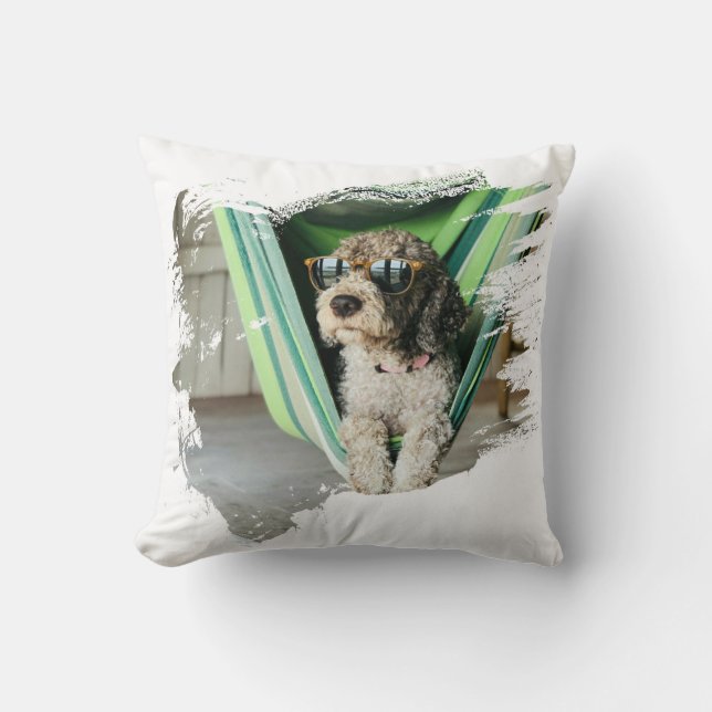 Pretty Puppy Design Throw Pillow (Front)