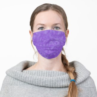 Pretty Purple Abstract Puffs of White Adult Cloth Face Mask