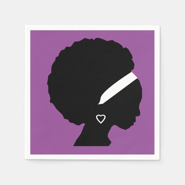 Pretty Purple Afro hair Paper Napkins (Front)