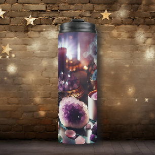 Pretty Purple Amethyst Gems and Crystals Thermal Tumbler
