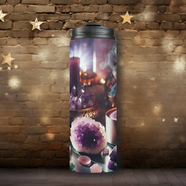 Pretty Purple Amethyst Gems and Crystals Thermal Tumbler (Creator Uploaded)