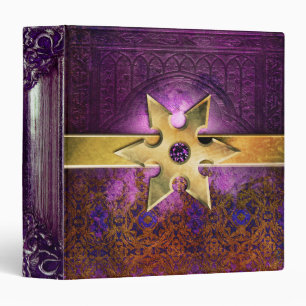 Pretty Purple Amethyst Medieval Ancient Tome 3 Ring Binder