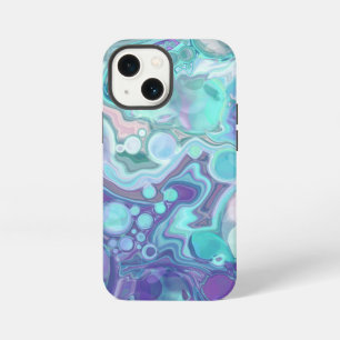 Pretty Purple and Blue Abstract Faux Marble iPhone 13 Mini Case