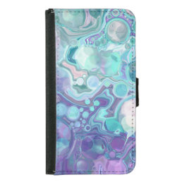 Pretty Purple and Blue Abstract Faux Marble Samsung Galaxy S5 Wallet Case