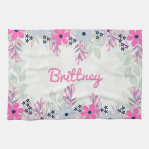 Pretty Purple and Blue Floral Towel