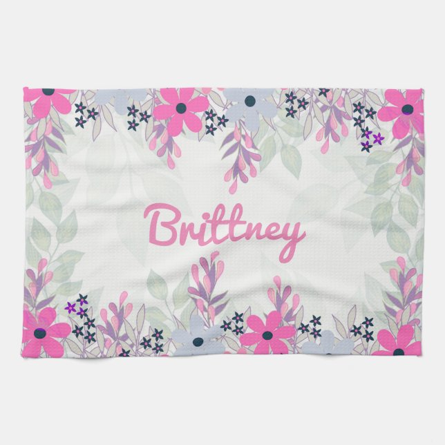 Pretty Purple and Blue Floral Towel (Horizontal)