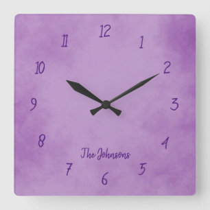 Pretty Purple and Classy Square Wall Clock