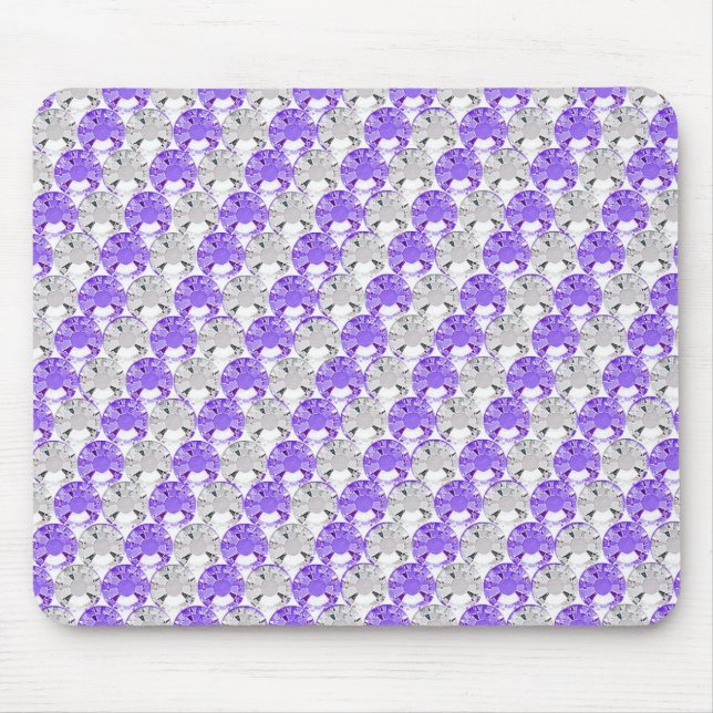 Pretty Purple and Clear Rhinestone Stripe Design Mouse Pad (Front)