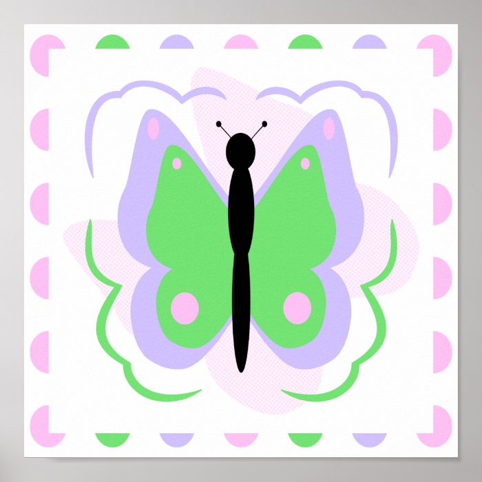 Pretty Purple And Green Butterfly Poster