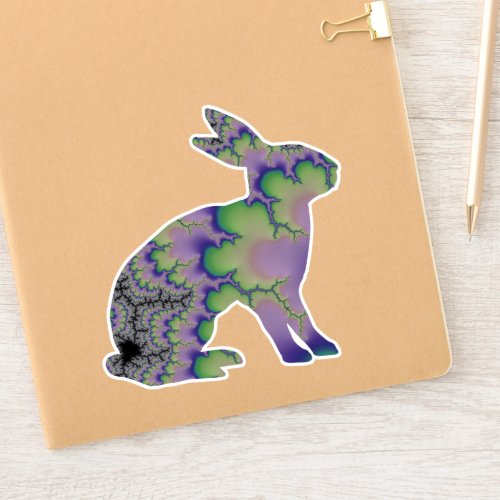 Pretty Purple and Green Fractal Bunny Rabbit Sticker