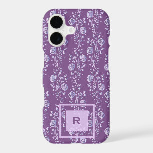 Pretty Purple and Lilac Floral Monogram iPhone 17 Case