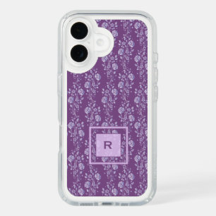Pretty Purple and Lilac Floral Monogram iPhone 16 Case