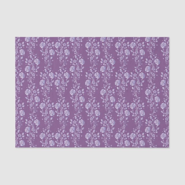 Pretty Purple and Lilac Floral Pattern Tissue Paper (Front)