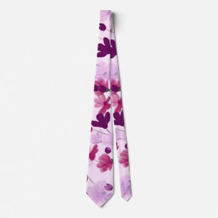 Pretty Purple And Mauve Pink Spring Wildflower  Neck Tie