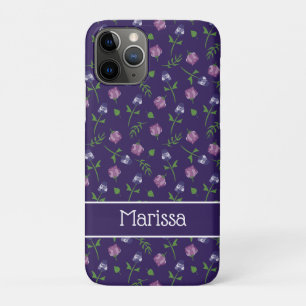 Pretty Purple and Pink Roses Rosebud Floral Print iPhone 11 Pro Case