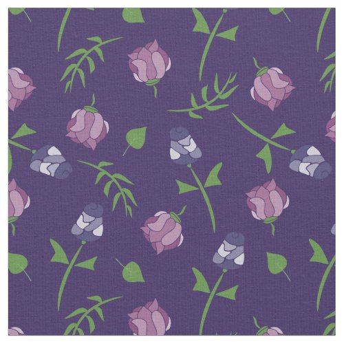 Pretty Purple and Pink Roses Rosebud Floral Print Fabric