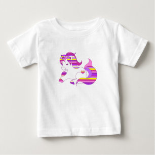 Pretty Purple and Pink Striped Unicorn Shirt
