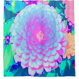 Pretty Purple and Pink Zinnia in the Summer Garden Shower Curtain