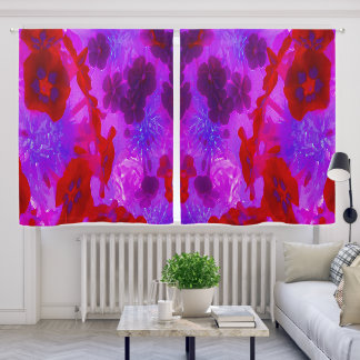 Pretty Purple and Red Garden Phlox Flowers Blackout Curtains