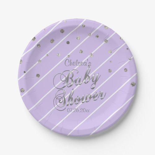 Pretty Purple and Silver _ Baby Shower Paper Plates