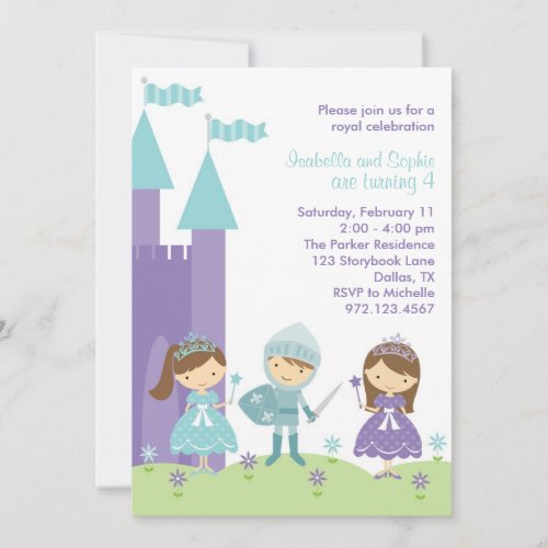 Pretty Purple and Teal Princess Invitation