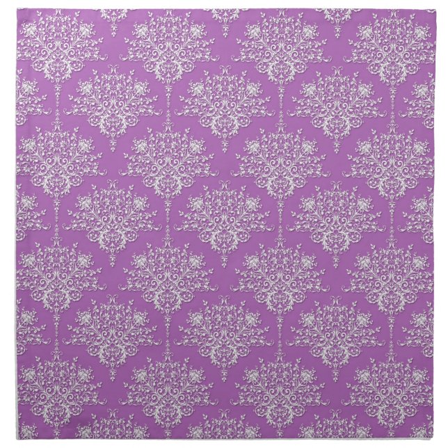 Pretty Purple and White Damask Napkin (Front)