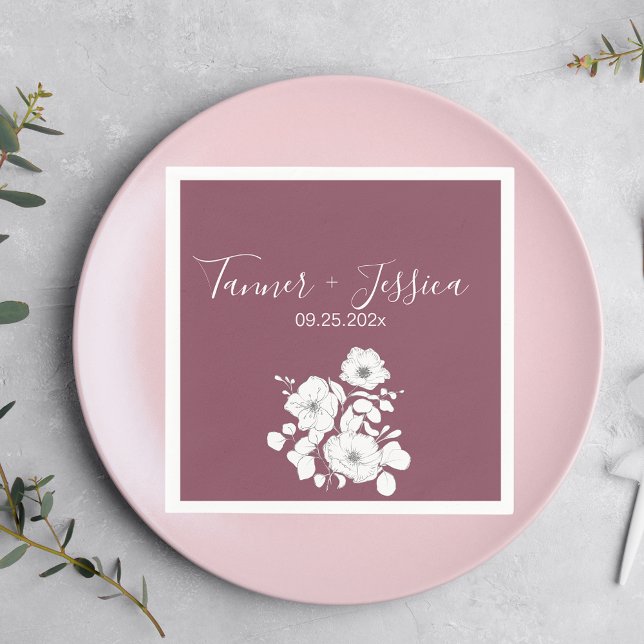 Pretty Purple and White Floral Wedding  Napkins (Creator Uploaded)