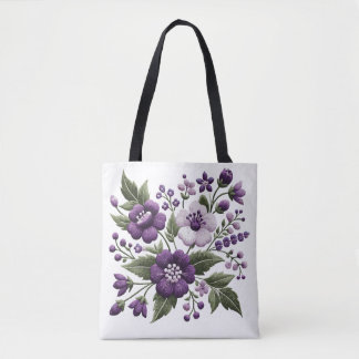 Pretty Purple and White Flowers Tote Bag