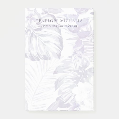 Pretty Purple and White Palm Leaves Post_it Notes