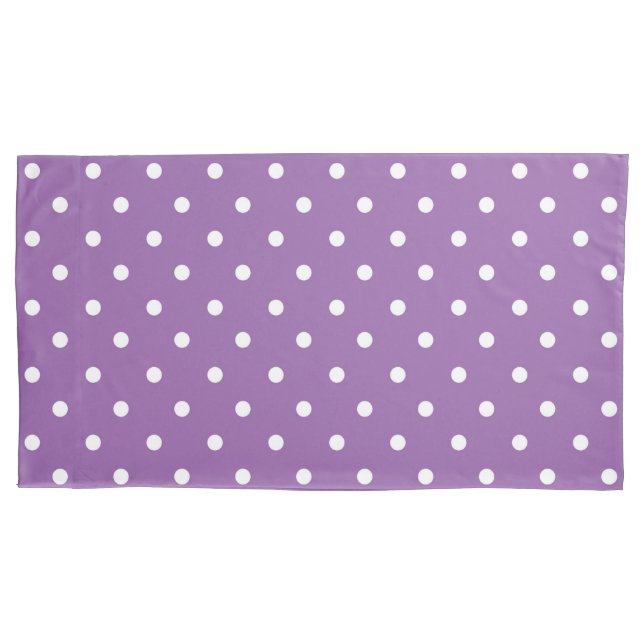Pretty Purple and White Polka dots Pillow Case (Front)