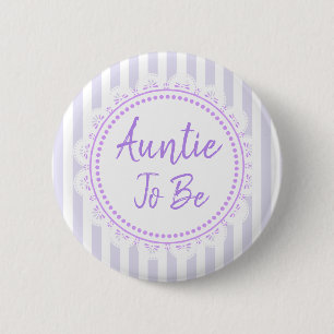Pretty Purple Aunt To Be Lacey Baby Shower Button