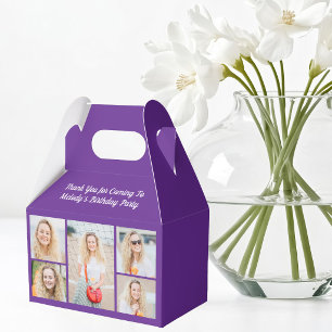 Pretty Purple Birthday Photo Collage Party Favor Boxes