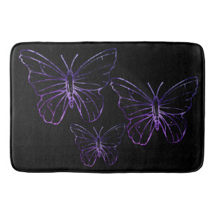 Pretty purple black butterfly Bathroom mat